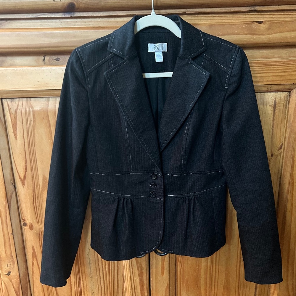 Ann Taylor Loft Blazer Black Peplum Fitted Women's Size 2